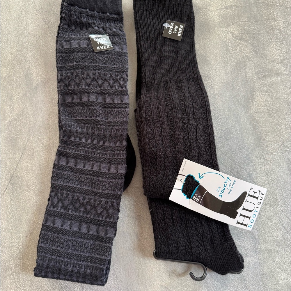 HUE Black and Gray Knit Socks
